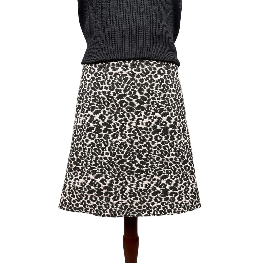 Atmosphere Leopard Print Mini Skirt Size 6 Black White A-Line